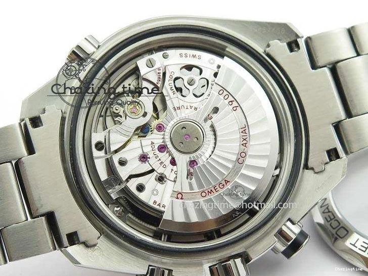 0413 Sustainable Planet Ocean Master Chronometer Chrono SS OM 1:1 Best Edition Black Dial On SS Bracelet A 8179